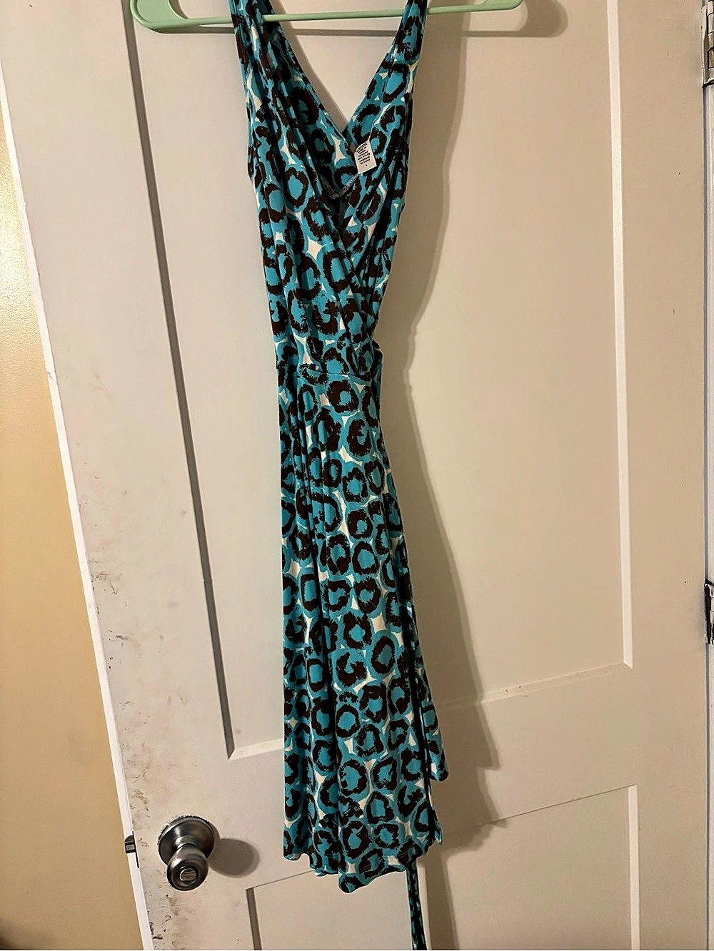 Diane von Furstenberg Blue & Black Animal Print Maxi Dress